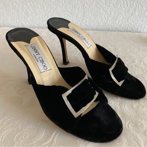 Jimmy choo velvet crystal buckle sandals